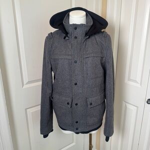 GUESS Heritage Wool Blend Hooded Coat XS Military Utility Jacket Quilted Lined